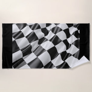 Car racing checkered flag beach towel. towel