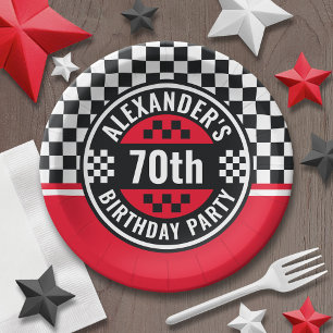 Car Racing Chequered Flag Birthday Party Paper Plate