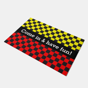 Car Racing / Chess Pattern + your backgr. & ideas Doormat