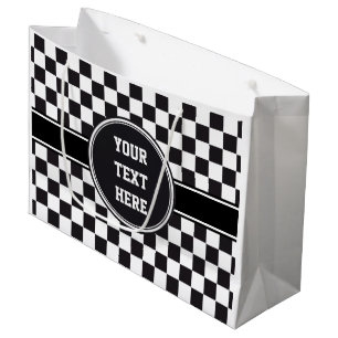 Car Racing / Chess Pattern + your backgr. & ideas Large Gift Bag