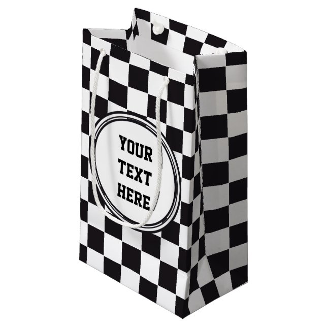 Car Racing / Chess Pattern + your backgr. & ideas Small Gift Bag (Front Angled)