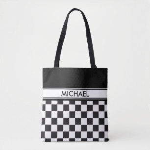 Car Racing / Chess Pattern + your backgr. & ideas Tote Bag