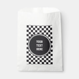 Car Racing / Chess Pattern + your backgr. & text Favour Bag