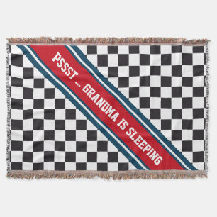 Car Racing / Chess Pattern + your backgr. & text Throw Blanket