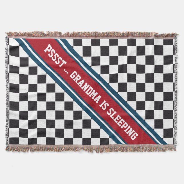 Car Racing / Chess Pattern + your backgr. & text Throw Blanket (Front)