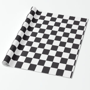 Car Racing / Chess Pattern + your backgr. & text Wrapping Paper