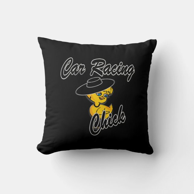 Car Racing Chick #4 Throw Pillow (Front)