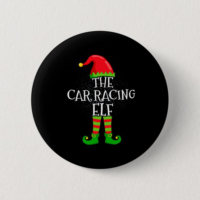 Car Racing Elf Family Matching Christmas Group  2 Inch Round Button (Front)