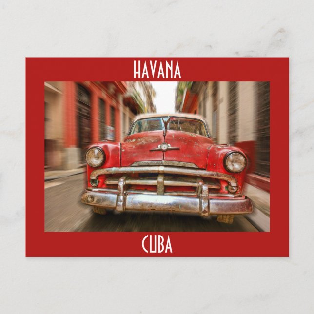 Car racing in the streets of old Havana, Cuba Postcard (Front)