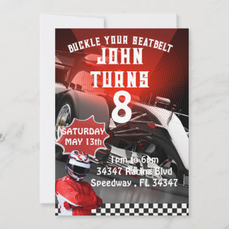Car Racing Theme Editable Birthday Invitation Card