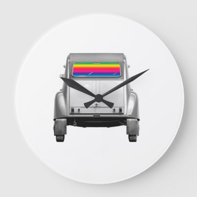 Car + rainbow large clock (Front)