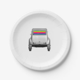 Car + rainbow paper plate