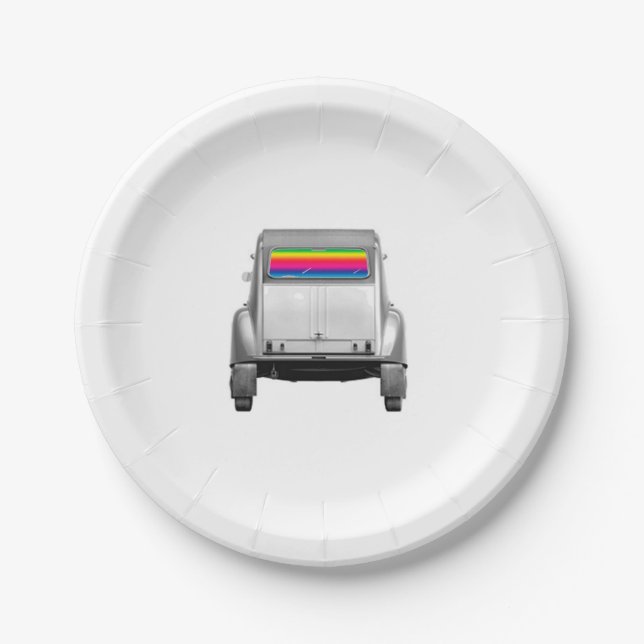 Car + rainbow paper plate (Front)