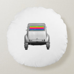Car + rainbow round pillow