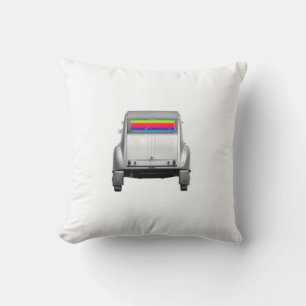 Car + rainbow throw pillow