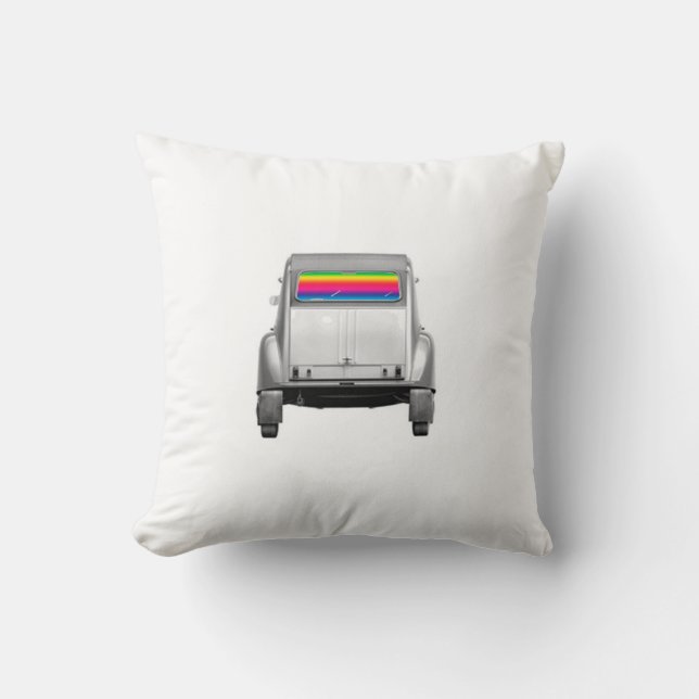 Car + rainbow throw pillow (Front)