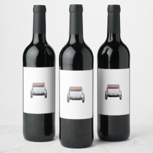 Car + rainbow wine label