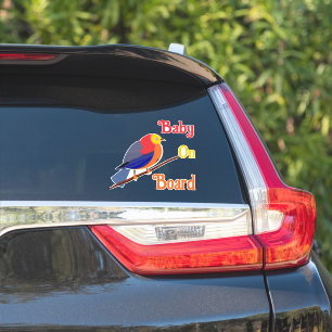 Car rear Window Cling - Baby on board - bird