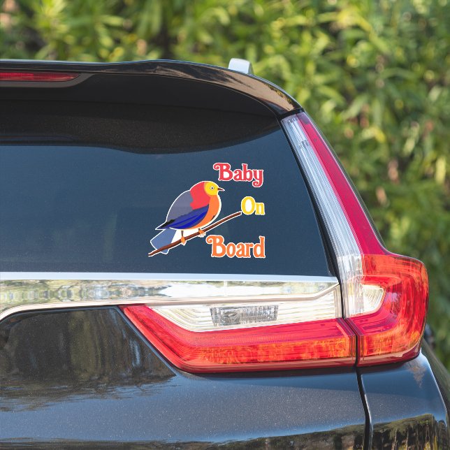 Car rear Window Cling - Baby on board - bird (Car Side)