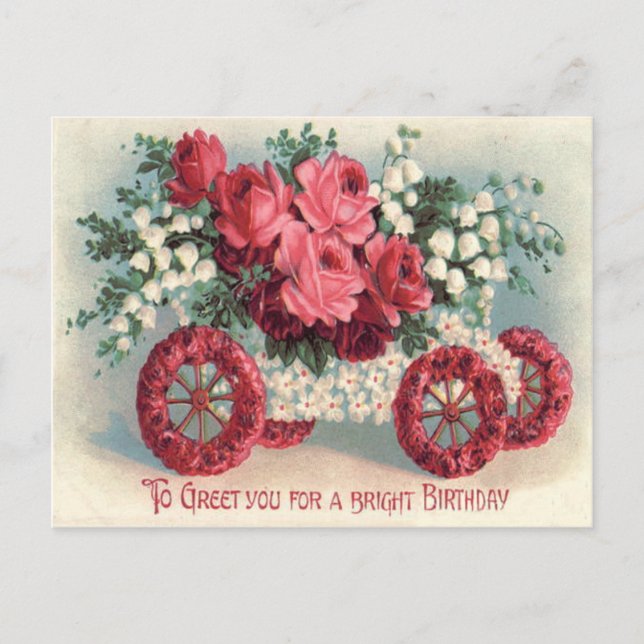 Car Red Rose Lily of The Valley Forget-Me-Not Postcard (Front)
