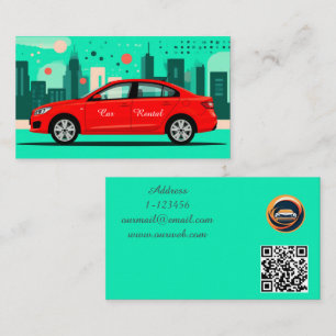 Car Rental Custom QR code professional Business Card
