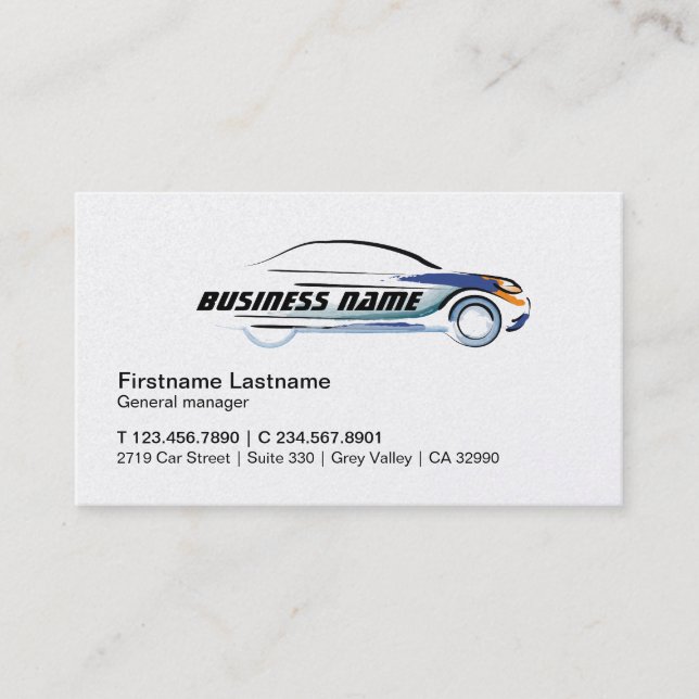 Car Rental Repair Profile Business Card Template (Front)