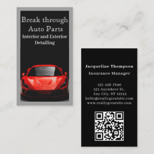 Car Repair Automotive Red Car Auto Mechanic qr cod Business Card