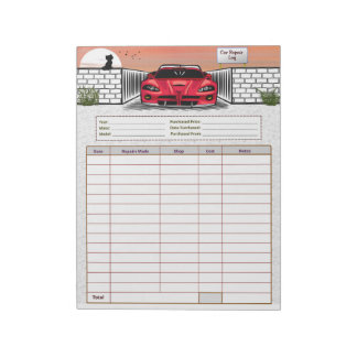 Car Repair Log Notepad