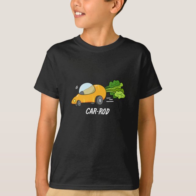 Car-rod Funny Carrot Pun Dark BG T-Shirt (Front)