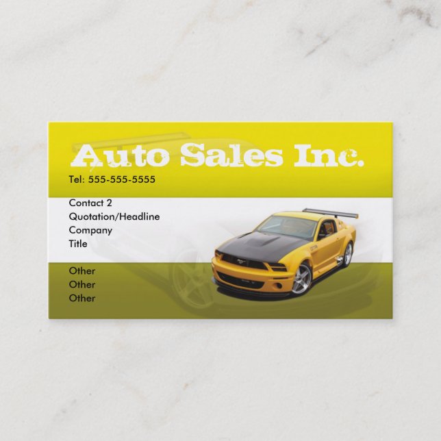 Car Sales, Auto Sales Business Card (Front)