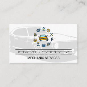 Car Service and Parts   Mechanic Business Card