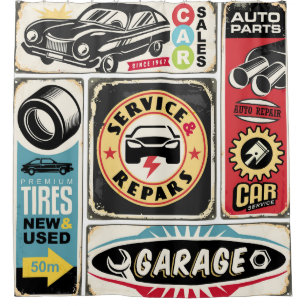Car service and repair retro signs collection. Vin