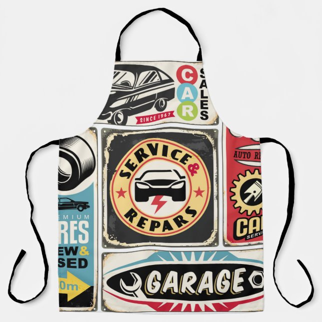 Car service and repair retro signs collection. Vin Apron (Front)