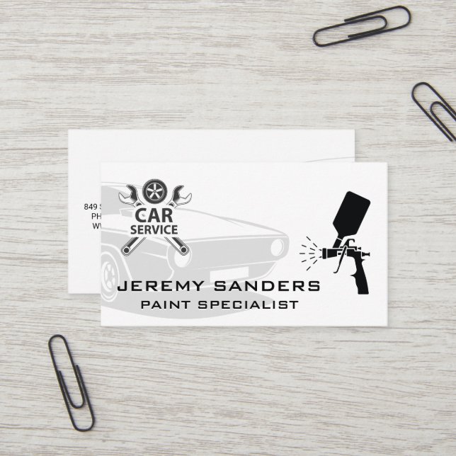 Car Service | Auto Paint Service Business Card (Front/Back In Situ)