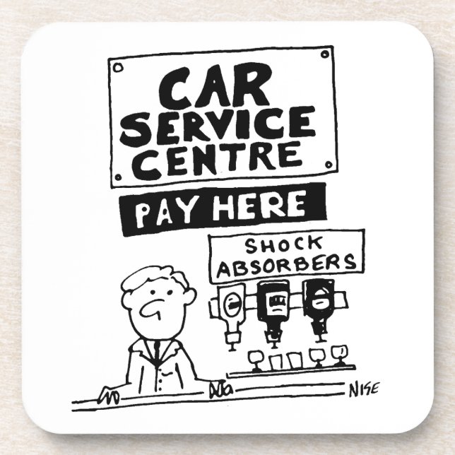 Car Service Center Mechanics and Shock Absorbers Coaster (Front)