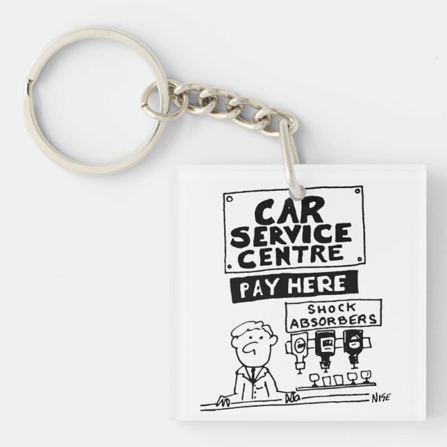 Car Service Center Mechanics and Shock Absorbers Keychain (Front)