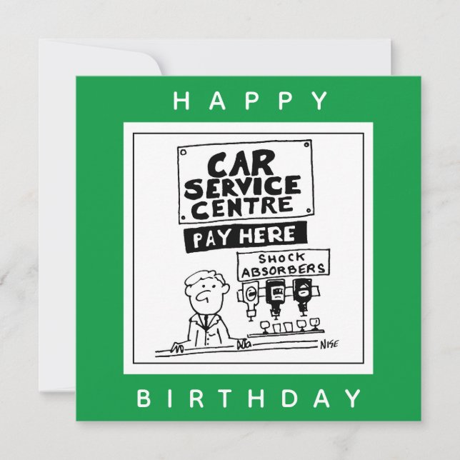 Car Service Centre Mechanics and Shock Absorbers. Card (Front)