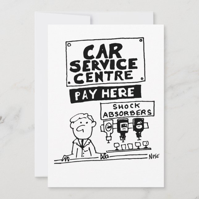 Car Service Centre Mechanics and Shock Absorbers Holiday Card (Front)