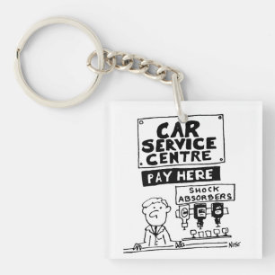 Car Service Centre Mechanics and Shock Absorbers Keychain