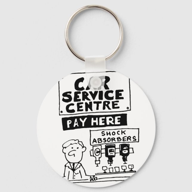 Car Service Centre Mechanics and Shock Absorbers Keychain (Front)