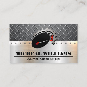 Car Service Diamond Plated Steel Odometer Business Card
