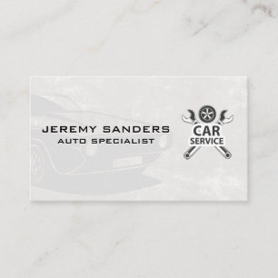 Car Service   Wrenches and Tire   Classic Car Business Card