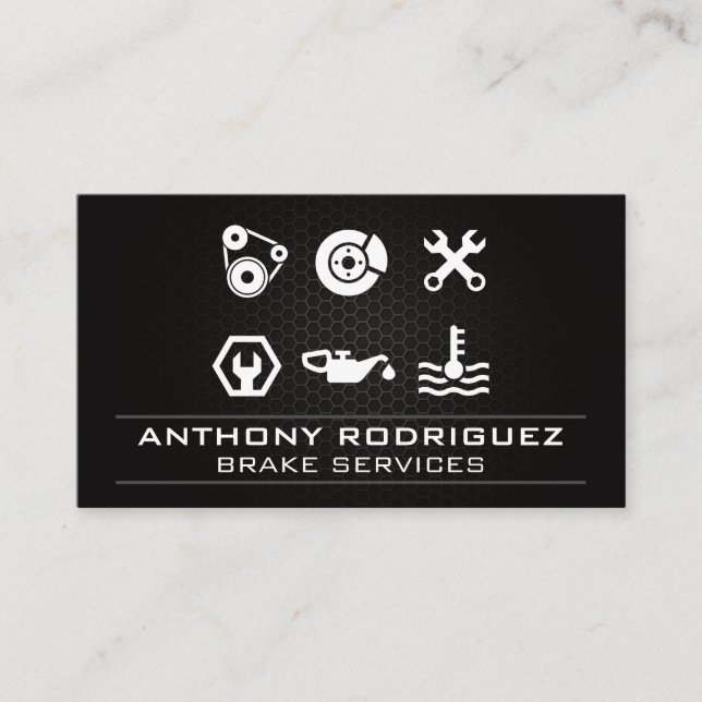 Car Services Icons | Auto Business Card (Front)