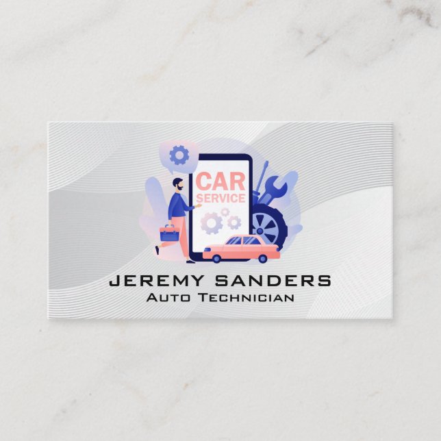 Car Services | Wheels Wrenches | Mechanic Business Card (Front)