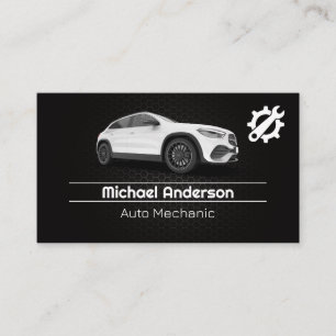 Car Services Wrench Logo   White Automobile Business Card