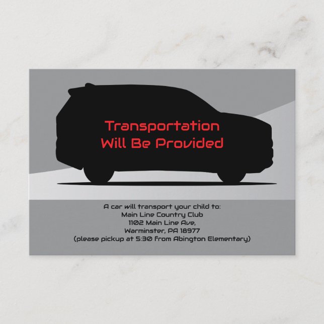Car Servise Party Bus Card Transport SUV (Front)
