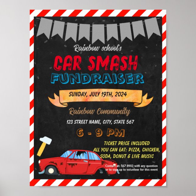 Car smash fundraiser school template poster (Front)
