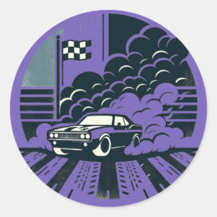 car smoke classic round sticker