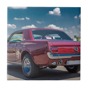 Car Sports Mustang Red Muscle Motor Gears Metal Tile