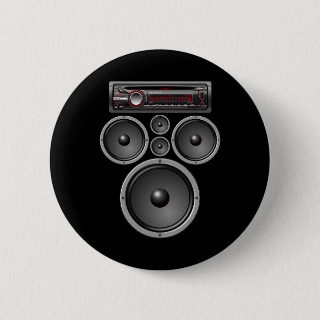 CAR STEREO SPEAKERS SYSTEM AUDIO HALLOWEEN COSTUME 2 INCH ROUND BUTTON (Front)